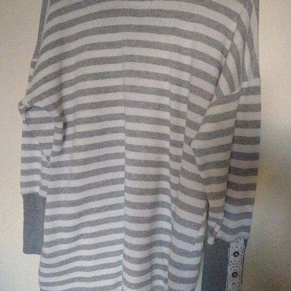 Maurices Gray & White French Terry Striped Tunic - Picture 4 of 5